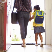 parent and child walking