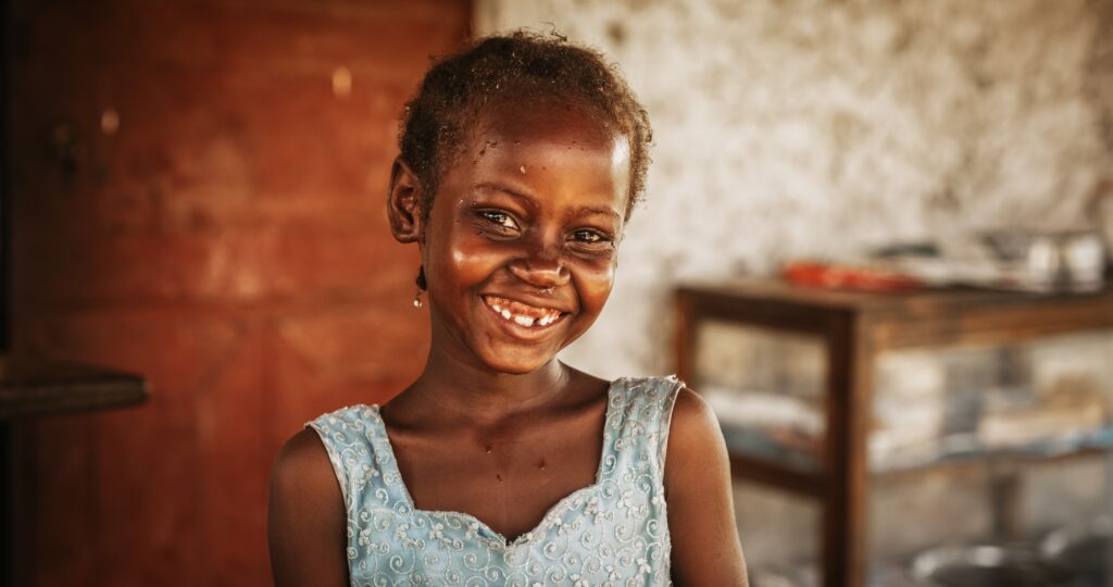 Close,Up,Portrait,Of,A,Shy,Authentic,African,Little,Girl