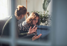 Teenage girl in difficult mood with angry mom.