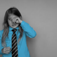 Girl crying as she doesnt want to go to school